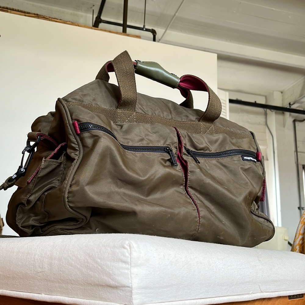Members Only Green Brown Duffel Bag